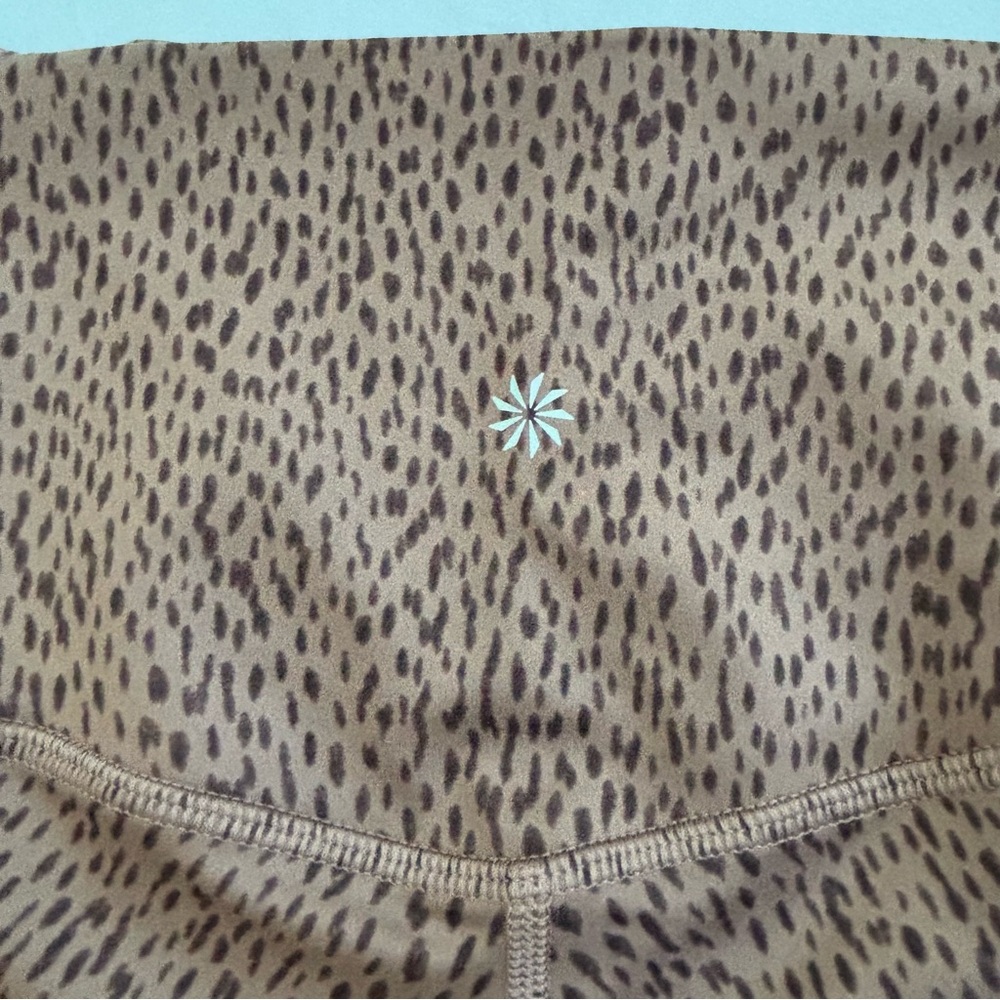Athleta Salutation Stash Pocket 7/8 Tights Leggings Shanti Animal Beige Large - Picture 4 of 13